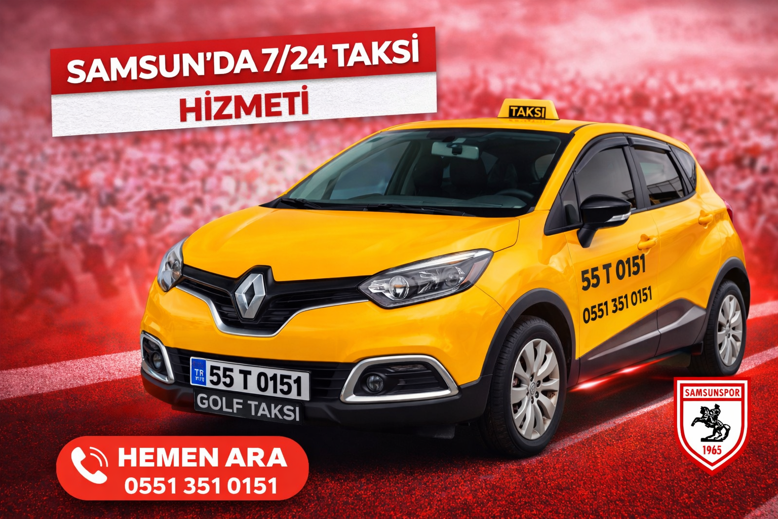 Golf Taksi - Samsun 7/24 Taksi Hizmeti, Samsunspor destekçisi